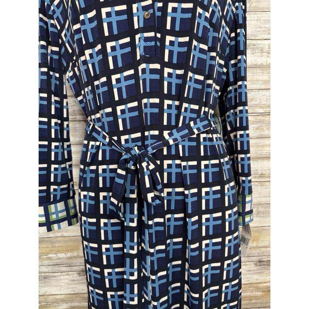 Donna Morgan Dress NWT Geometric Jersey Mod Long Sleeve Work Belted EUC - Picture 5 of 12